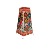 Hand-Painted Leather Lamp with Vibrant Fish and Tree of Life Motif